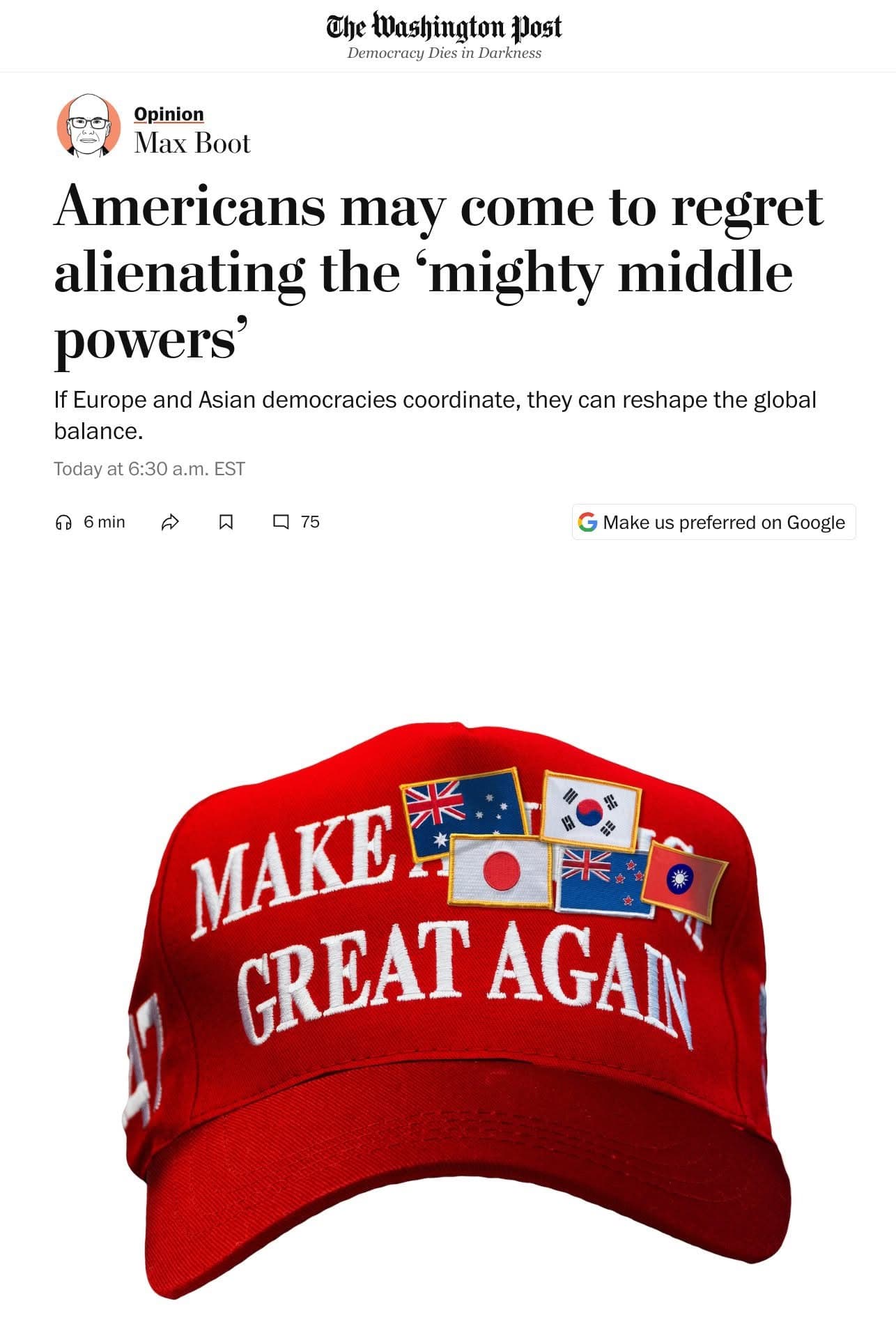 미국, ‘강력한 중견국’ 소외시킨 것 후회하게 될지도