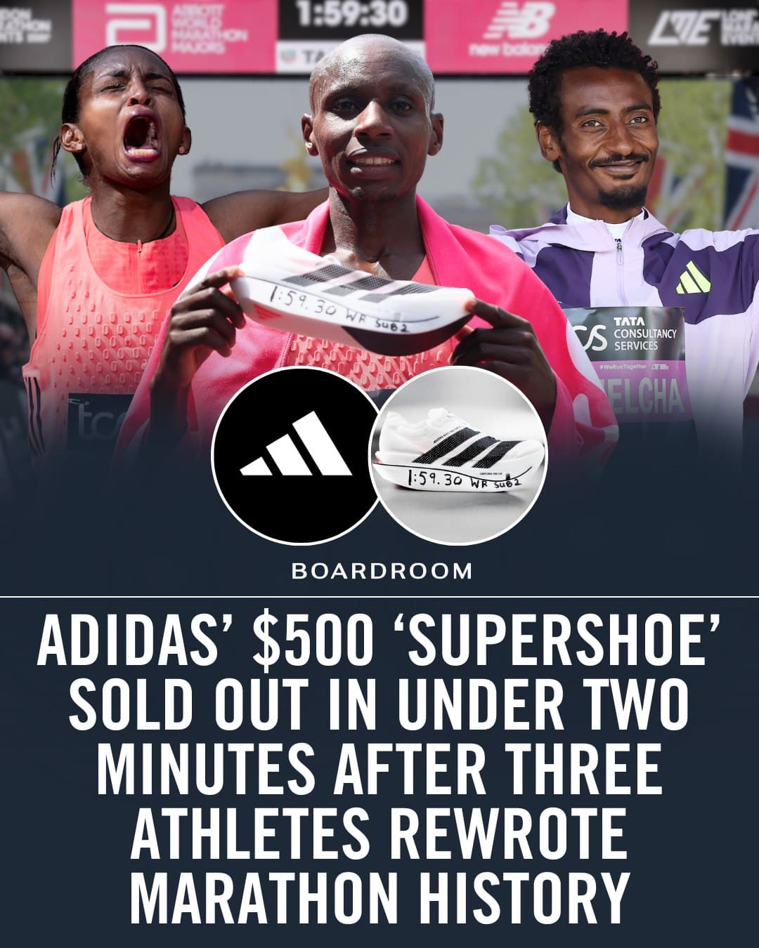아디다스, 마라톤 세계신기록과 함께 새 런닝화 완판
