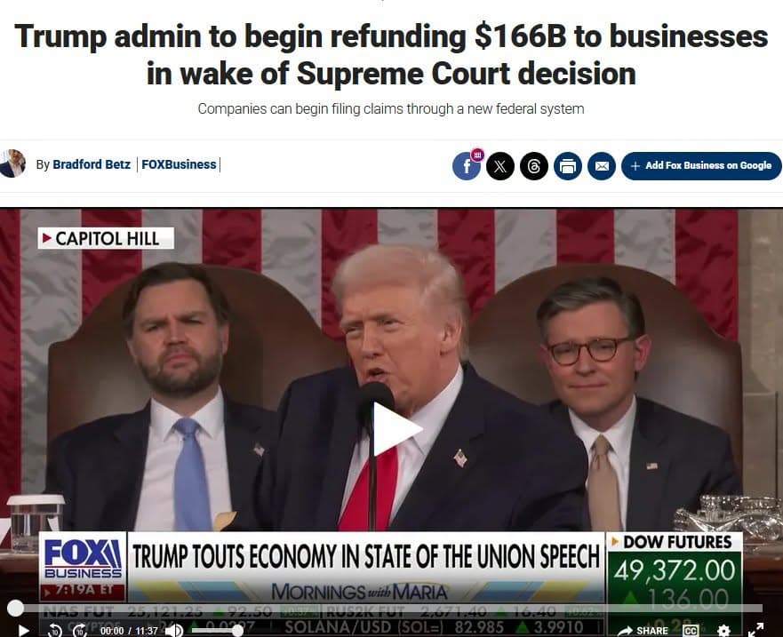 “트럼프 관세, 불법 판결… 1660억 달러 환급 시작”