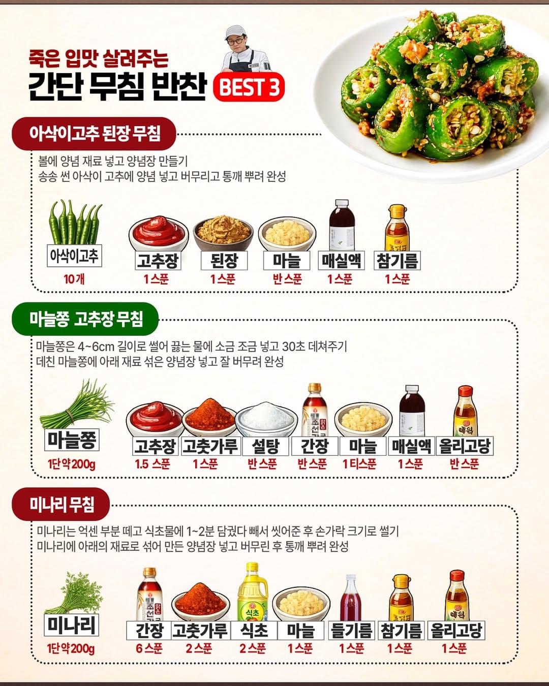 간단 무침 반찬 레시피