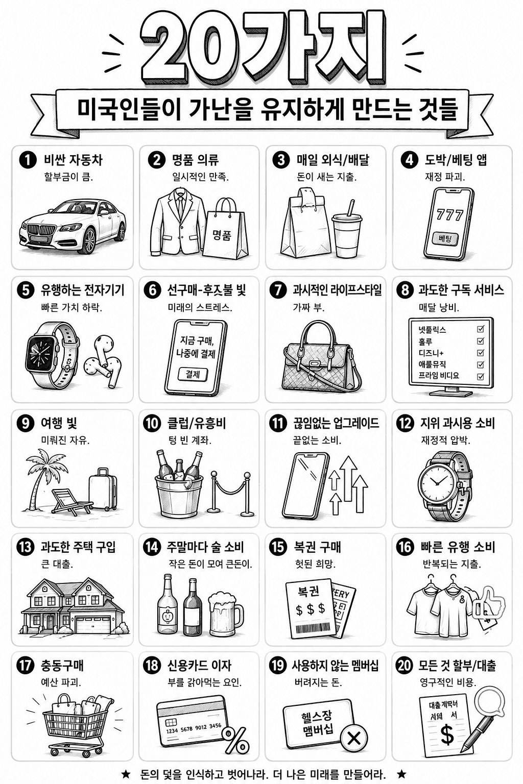 미국인을 항상 가난하게 하는 20가지